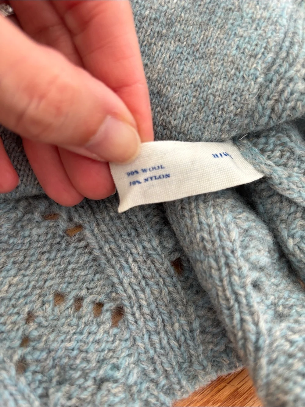 Anthropologie Leifsdottir Light Blue Wool Cardigan with Floral Buttons - Picture 2 of 5